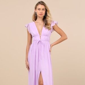 Lulus I'm All Yours Lavender Ruffled Maxi Dress Purple - Size XL